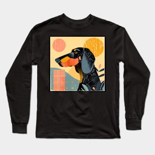 70s Black and Tan Coonhound Vibes: Pastel Pup Parade Long Sleeve T-Shirt